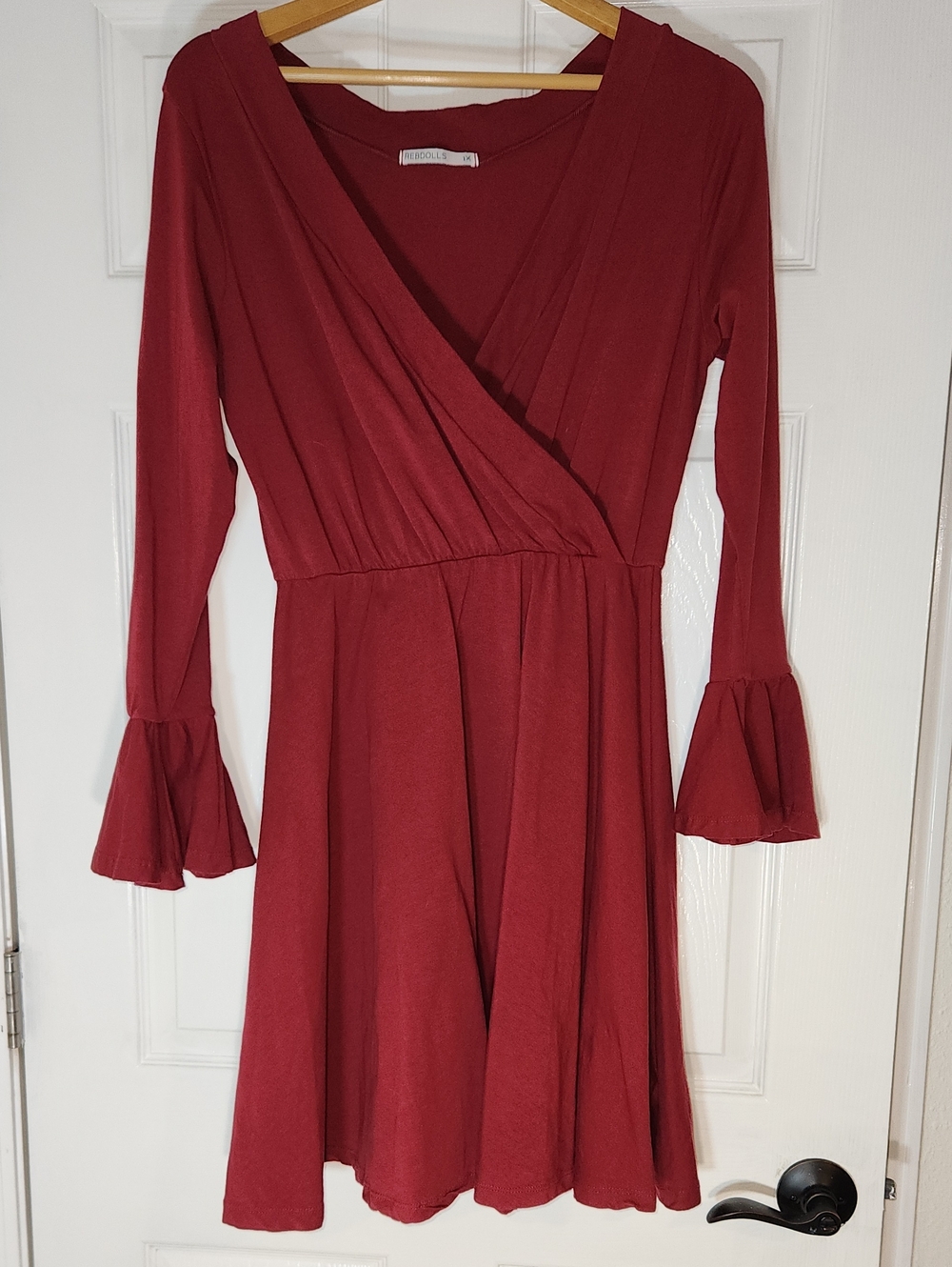 Women's Red Bell Sleeve Dress
